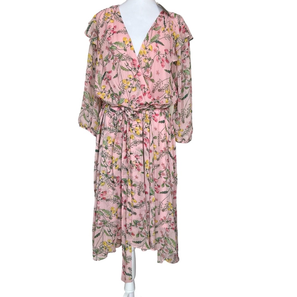NWT Tommy Hilfiger Faux Wrap Floral Balloon 3/4 Sleeve Dress 18W Plus
